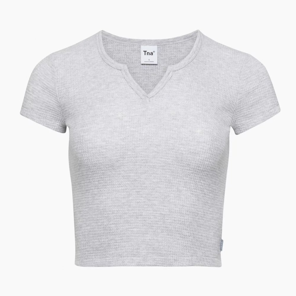 TNA Waffle Notch T Shirt - Grey - Size Small